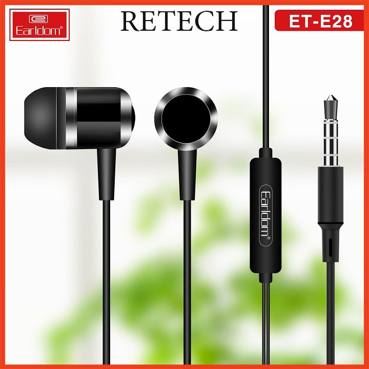 Tai Nghe Nhét Tai wiresto âm bass có dây EARLDOM  Jack Cắm 3.5mm, Âm Thanh HIFI đỉnh, chống ồn hiệu quả, có micro - E28