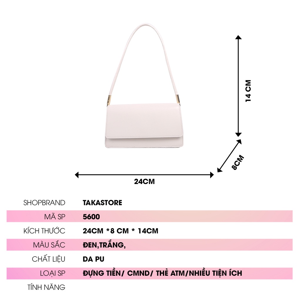 Túi kẹp nách đẹp xách đeo chéo  nữ da bóng  vân da trắng đen thời trang  cao cấp giá rẻ  TAKASTORE TKN4436(ko phụ kiện))