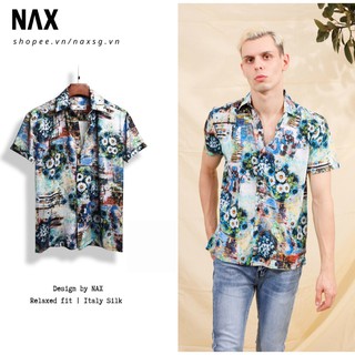 Áo sơ mi nam họa tiết NAX22 vải lụa Ý, thoáng mát, thấm hút, không nhăn form relaxed fit