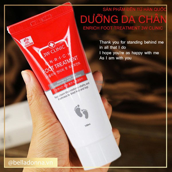 Kem Dưỡng Da Chân 3W Clinic Enrich Foot Treatment (100ml) Hàn Quốc