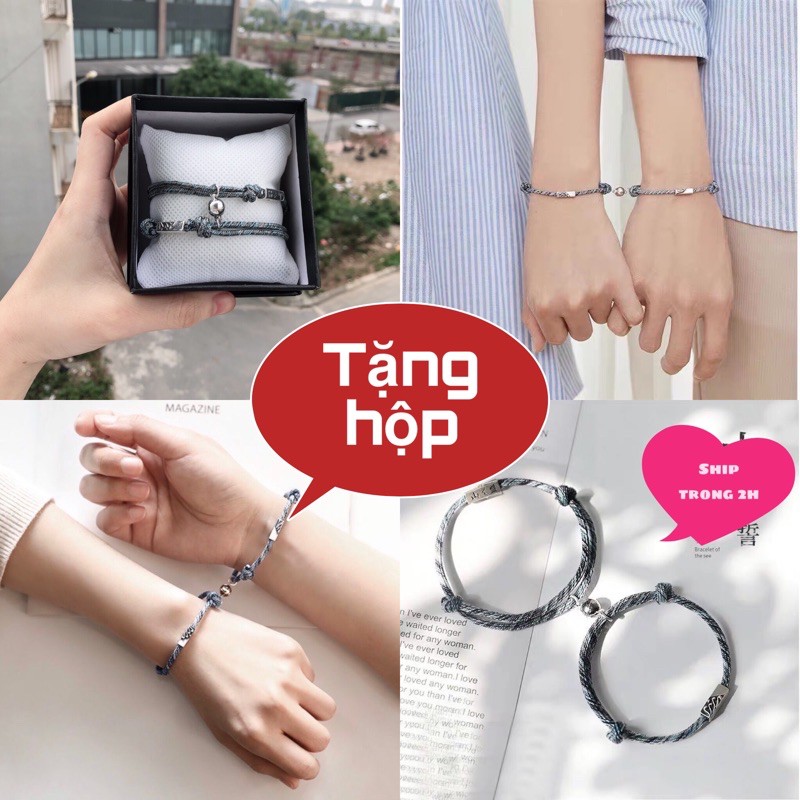 Vòng tay đôi có nam châm hút (tặng hộp) gồm 2 chiếc