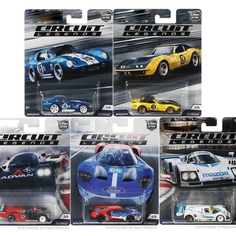 Hot Wheels Premium Circuit Legends Set Shelby Cobra Porsche 962 Corvette Ford GT Mazda 787B