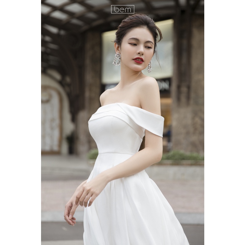 VA005 - ĐẦM TIỆC RỚT VAI VẢI TAFTA