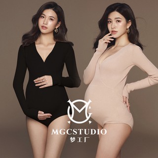 Trang Phục Chụp Ảnh Màu Đen Dáng Ôm Gợi Cảm Cho Phụ Nữ Mang Thai