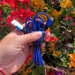 XÃ HÀNG THANH LÝ Cáp sạc dây dù 3 đầu Type C, Micro usb, lai ning