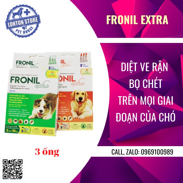 VEMEDIM Fronil Extra - Diệt Ve, Rận, Bọ Chét Cho Chó Mèo (Hộp 3 Tuýp) - Lonton Store