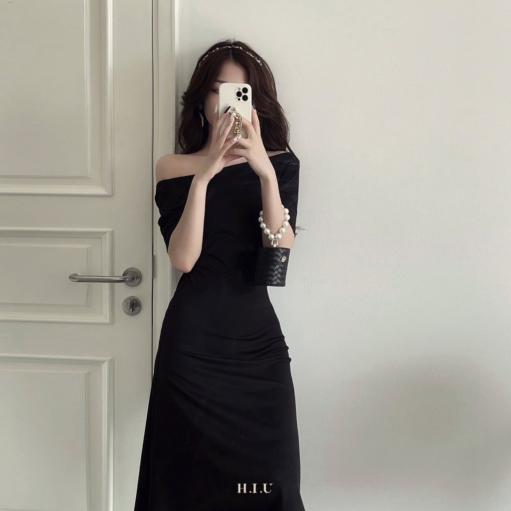 Váy nữ dáng dài Knit dress HIU design , đầm mặc 2 kiểu vải thun dày dặn, dãn 2 chiều khoét lưng sexy con gái H.I.U ROOM