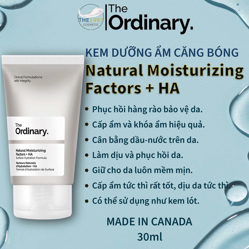 Kem dưỡng ẩm The Ordinary Natural Moisturizing Factors + HA 30ml