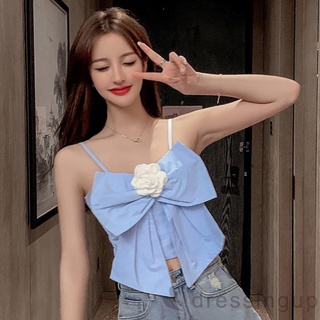 Áo Hai Dây Họa Tiết Hoa 3d Thắt Nơ Trước Ngực Gợi Cảm Cho Nữ