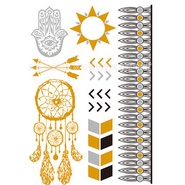 Hình xăm vàng bạc ánh kim, golden hoa văn dán tay, chân tham gia đi lễ hội, rave, music festival biển