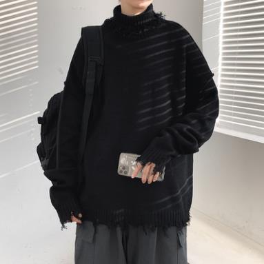 Áo len nam cổ cao ulzzang họa tiết rách độc đáo chất len dày dặn đẹp -Khy6