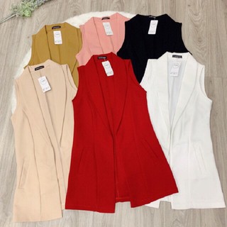 Áo Khoác Vest Nữ Không Tay Dáng Dài Vải Tuyết Mưa 4 Màu Đen, Trắng, Đỏ, Xanh