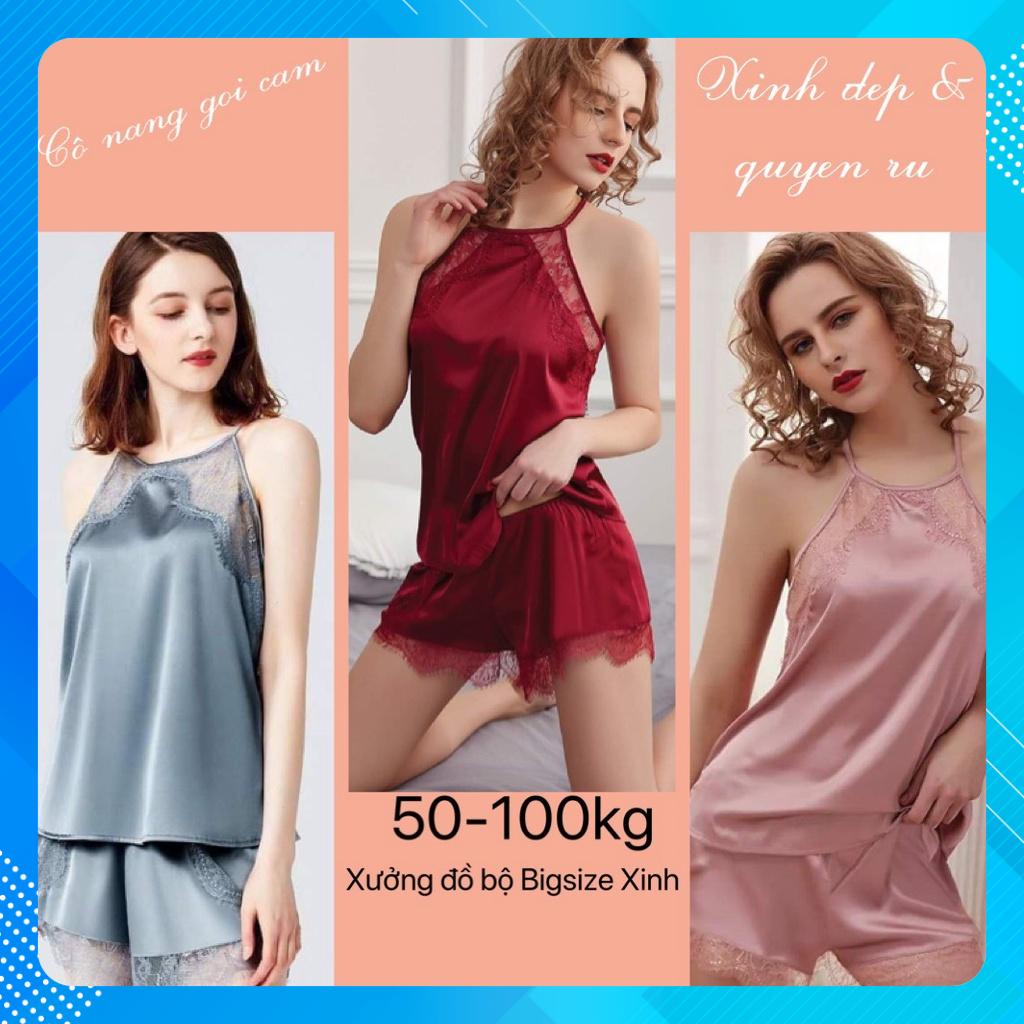 (50-100kg) Đồ Ngủ sexy bigsize lụa tơ mềm mịn cho nữ 50-100kg