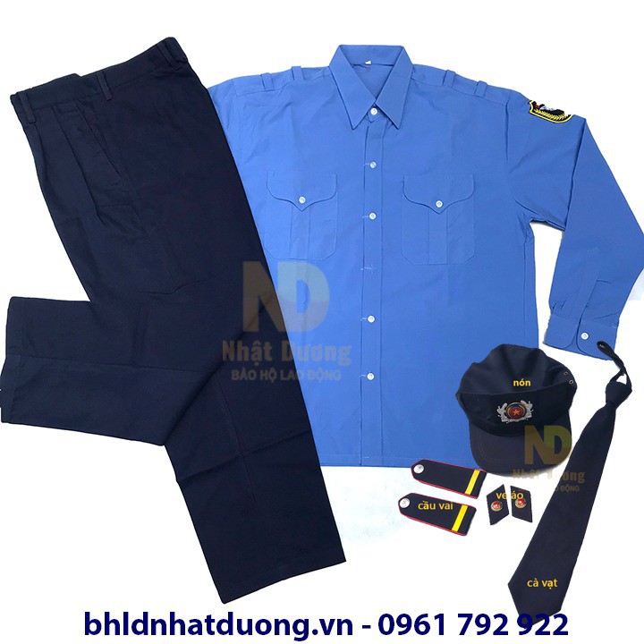 Đồng phục bảo vệ dài tay có logo bảo vê  không phụ kiện áo vải ford quần kaki thành công - DT01