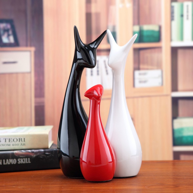 🔥𝐇𝐎𝐓 𝐃𝐄𝐀𝐋🔥Bộ Gia Đình Mèo Gốm Bắc Âu Decor Trang Trí Nhà MQ-091