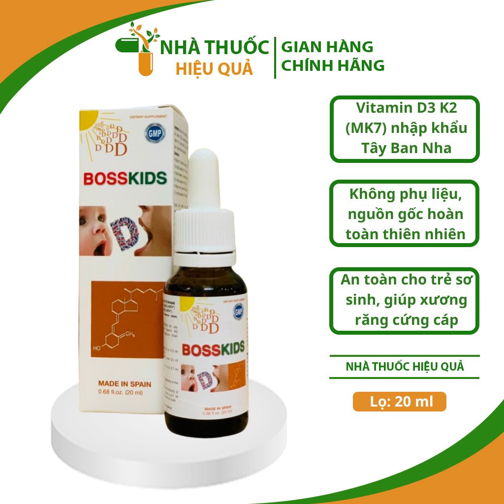 Vitamin D3 K2 Bosskids giúp bé chắc khỏe xương, cao lớn, nhanh mọc răng I Nhập khẩu Tây Ban Nha I Giá rẻ nhất phân khúc