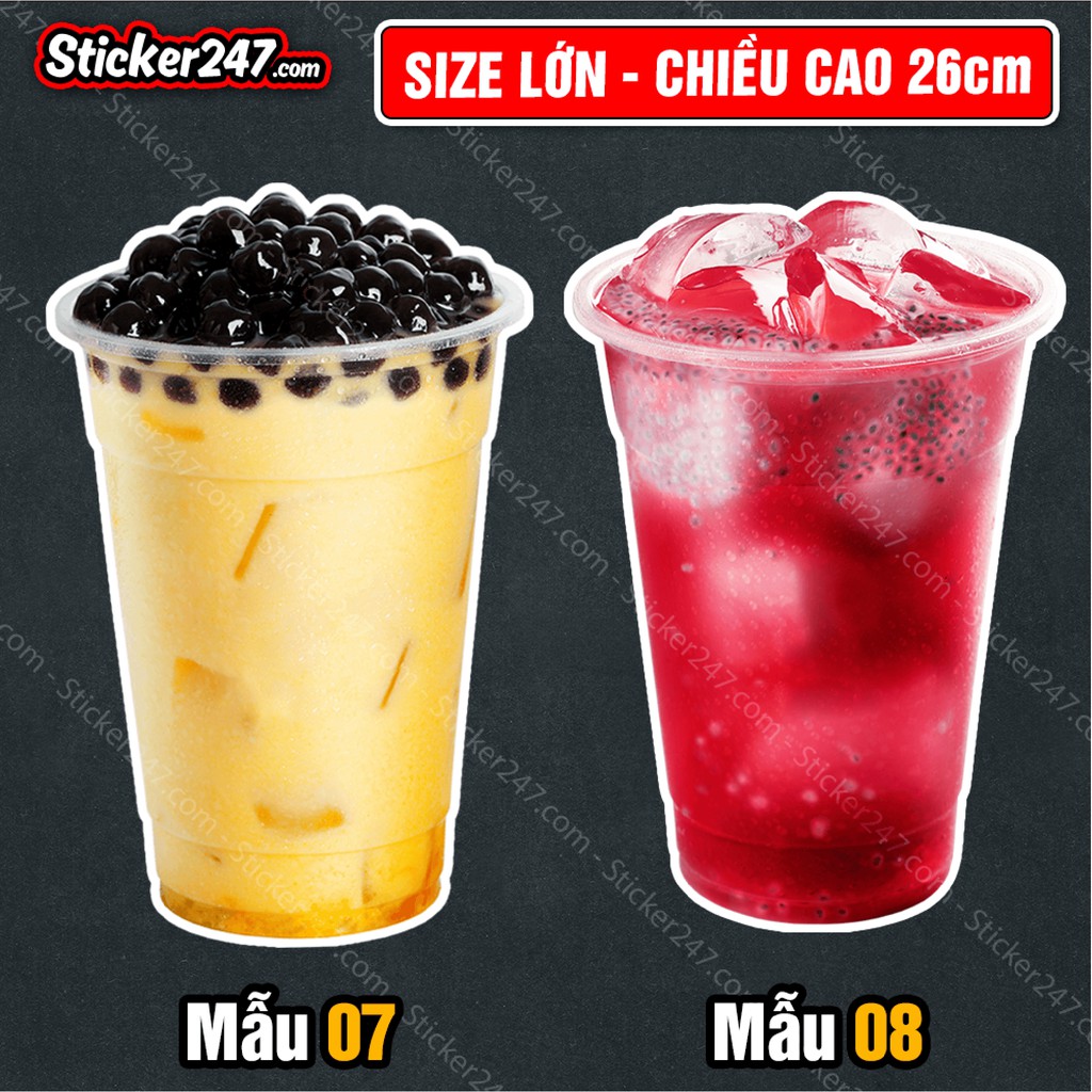 Sticker Trà Sữa Khổ Lớn Hình Siêu Thực [Mẫu mới] 𝑭𝒓𝒆𝒆𝒔𝒉𝒊𝒑 trang trí decor quán cà phê, trà sữa, dán tường, kính