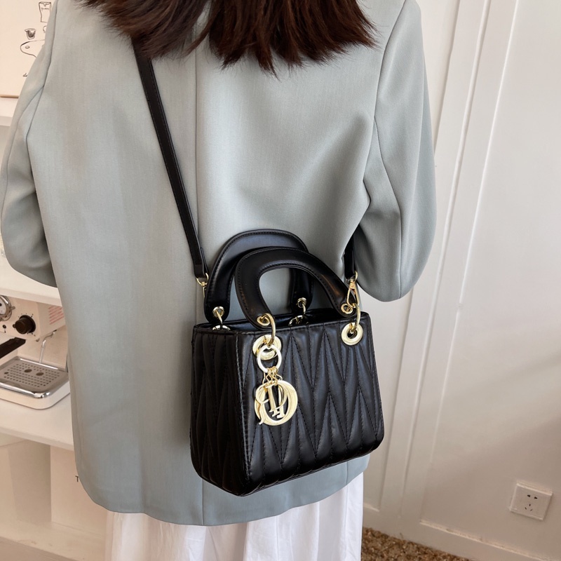 Túi Đeo Vai Hình Vuông Họa Tiết Vân Kim Cương Phong Cách Hàn Quốc Cho Nữ