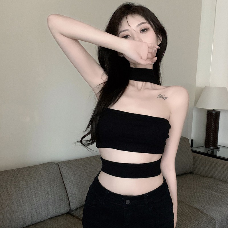 Áo Croptop Sát Nách Màu Sắc Thanh Lịch Thiết Kế Ôm Sát Quyến Rũ