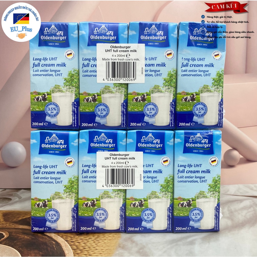 [HOT] Thùng Sữa tươi Oldenburger vị dâu/ chuối/Nguyên kem 24 hộp 200ml