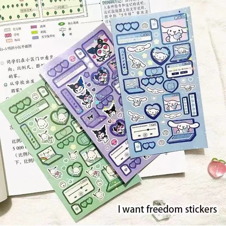 SANRIO Steve Hình Dán Lấp Lánh Trang Trí Sổ Tay Kuromi Tạp Chí