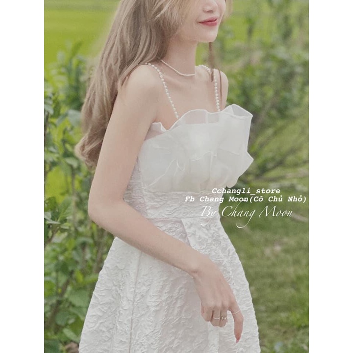 Váy 2 dây gấm hoa dệt nổi đầm 2 dây dự tiệc sexy DN473