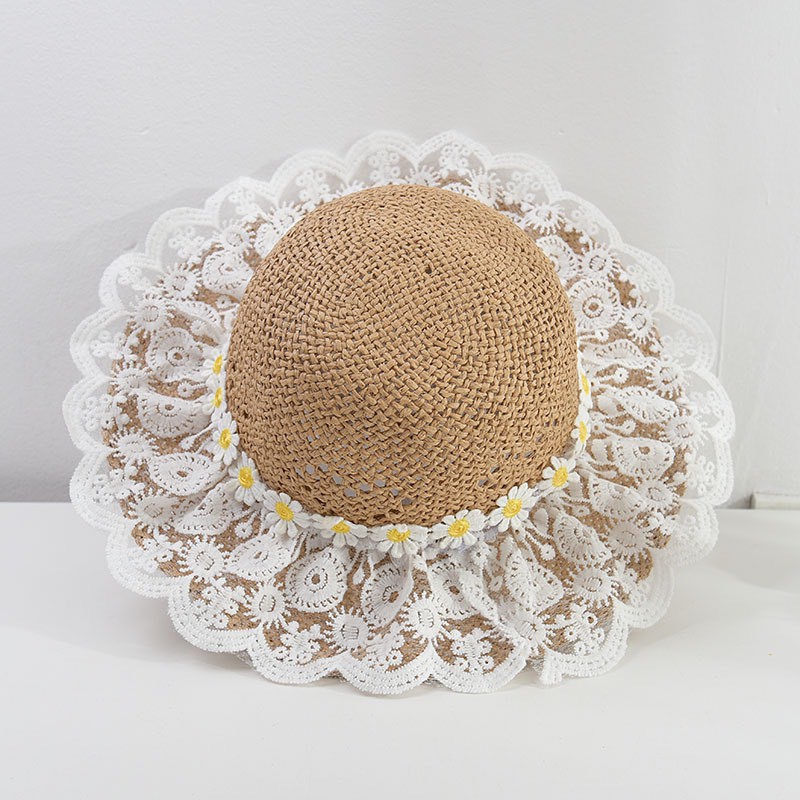 Mũ  Cói Ren Chống Nắng Phong Cách Công Chúa Hàn Quốc Cho Bé Gái (241)