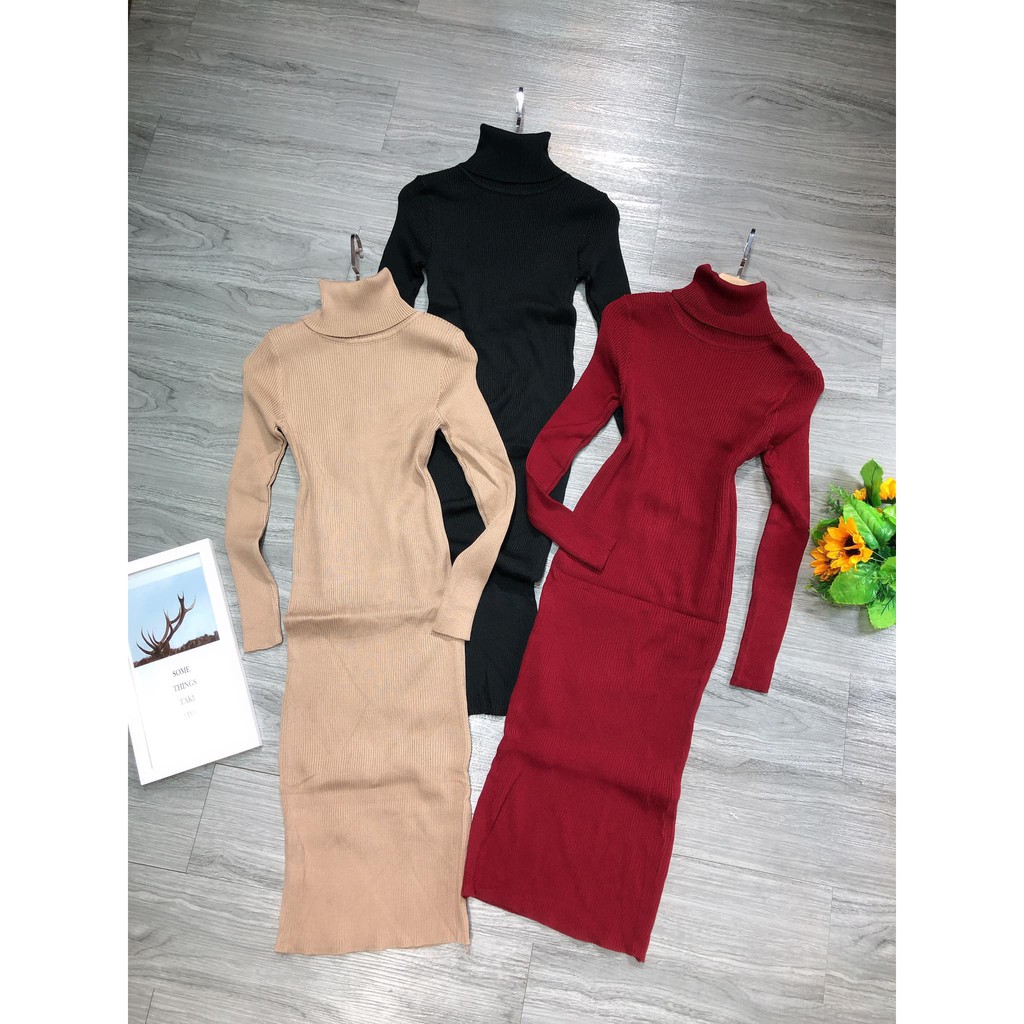 Váy len tăm cổ Lọ 3 màu siêu hót không xẻ(kèm ảnh thật,video) | BigBuy360 - bigbuy360.vn