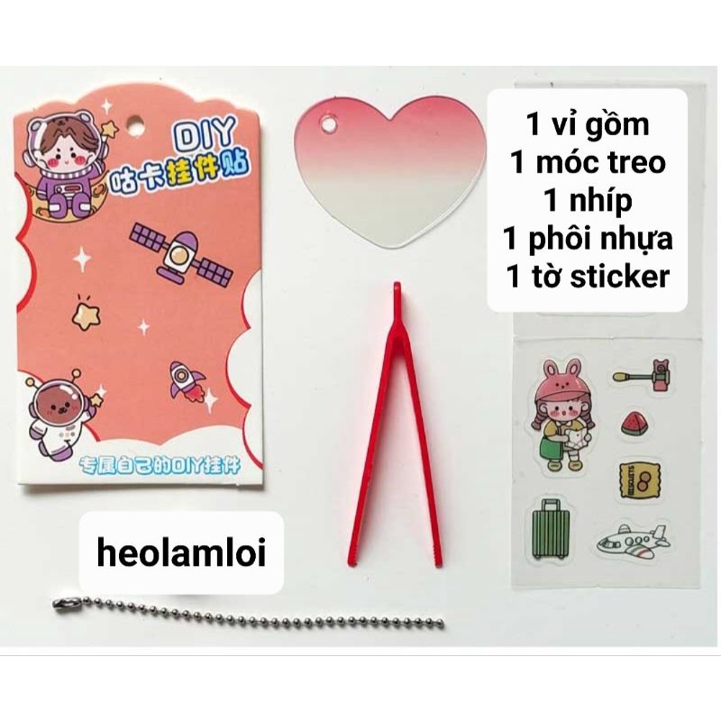 Bộ làm móc khóa galaxy trong suốt gắn sticker DIY (loại nhựa mỏng vừa)