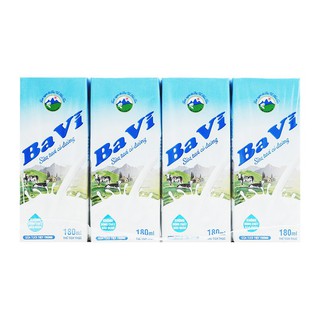 SỮA TƯƠI TIỆT TRÙNG BA VÌ 180ML (LỐC 4 HỘP)