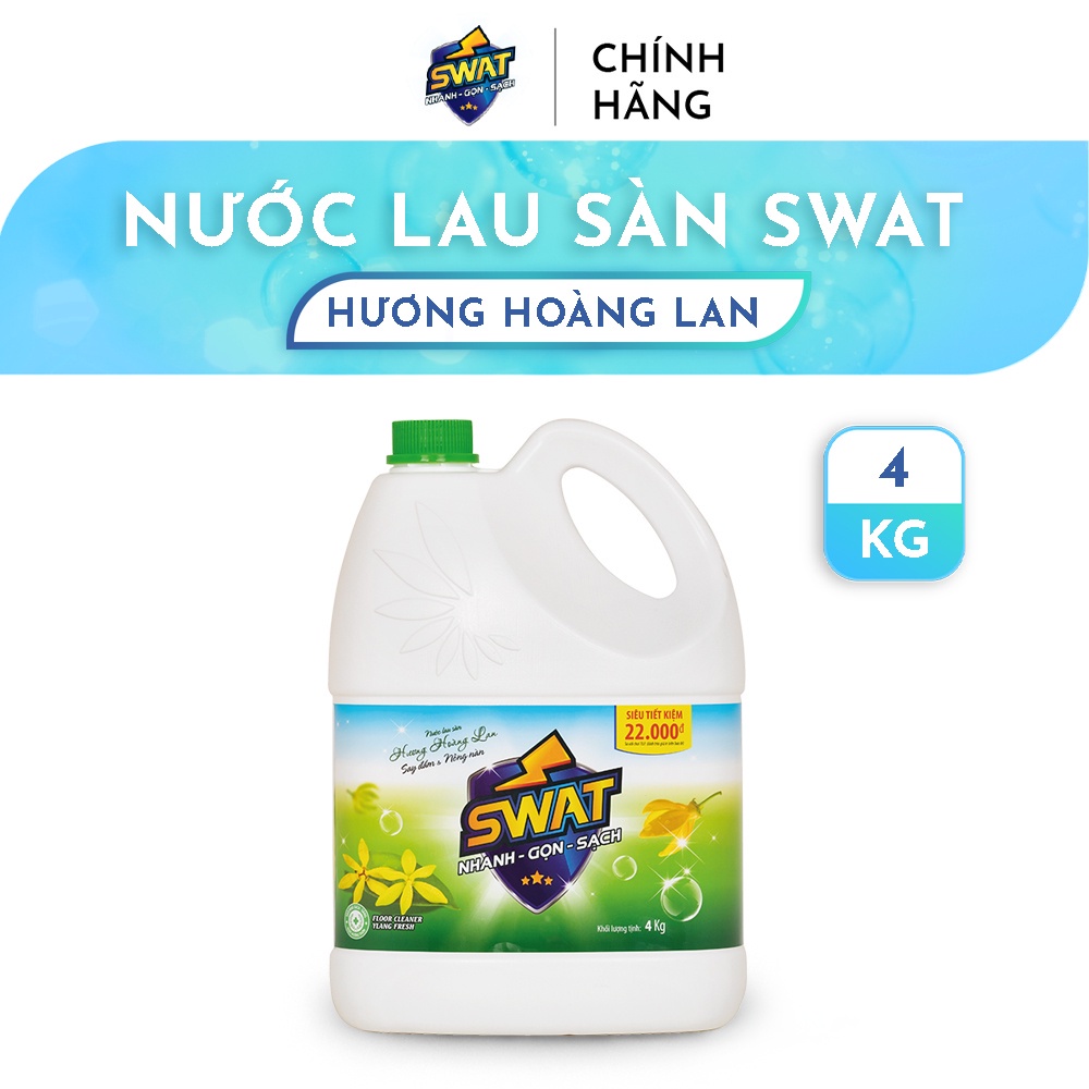 Nước Lau Sàn SWAT Hương Hoàng Lan Can 4Kg Tiết Kiệm