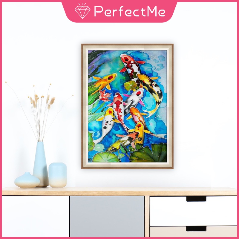 Bộ tranh đính đá 5D tự làm hình hồ sen 30x40cm