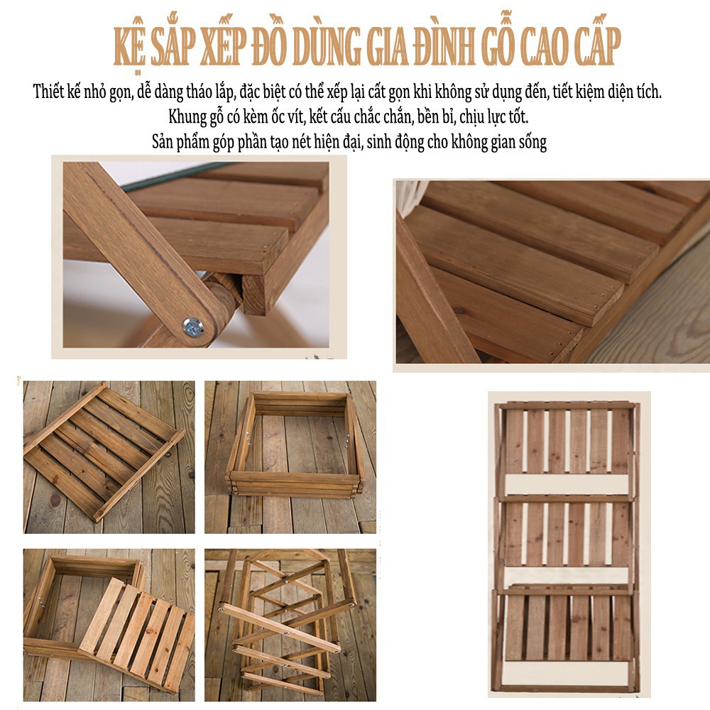 Kệ Tab Đầu Giường 3 Tầng Gỗ Keo Nhập Khẩu Kích Thước 600x 310x 630 mm -Giá kệ nhiều tầng đa năng gấp xếp gọn nhẹ,dễ sử.. | BigBuy360 - bigbuy360.vn