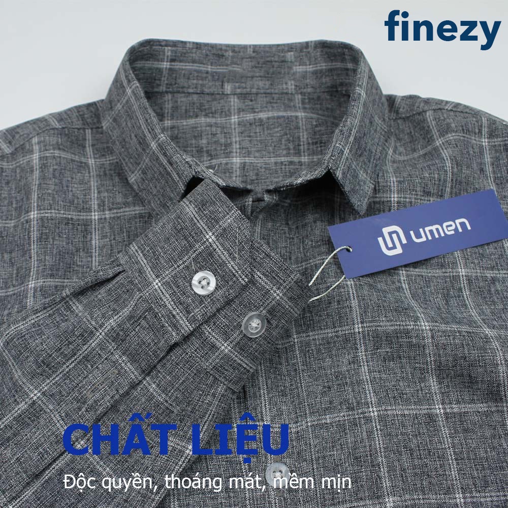 Áo sơ mi đũi kẻ caro cao cấp Finezy, thoáng mát, thoải mái, thấm hút mồ hôi tốt