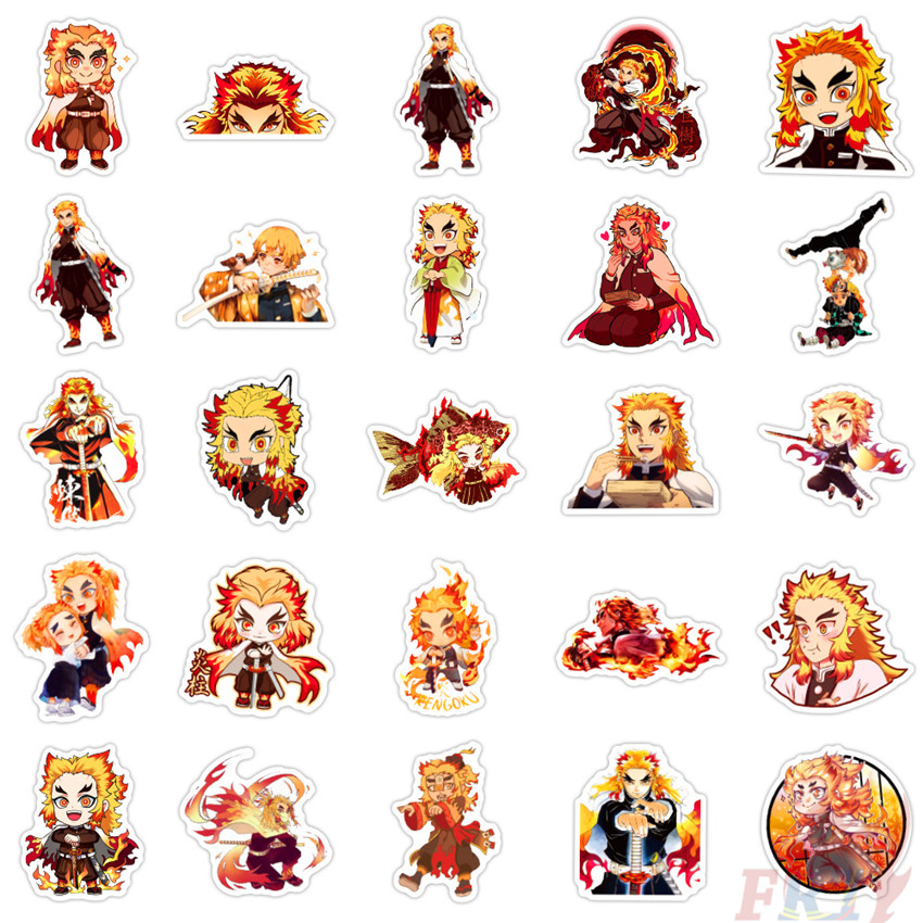 Set 50 miếng dán trang trí chống thấm nước họa tiết anime Demon Slayer thời trang DIY