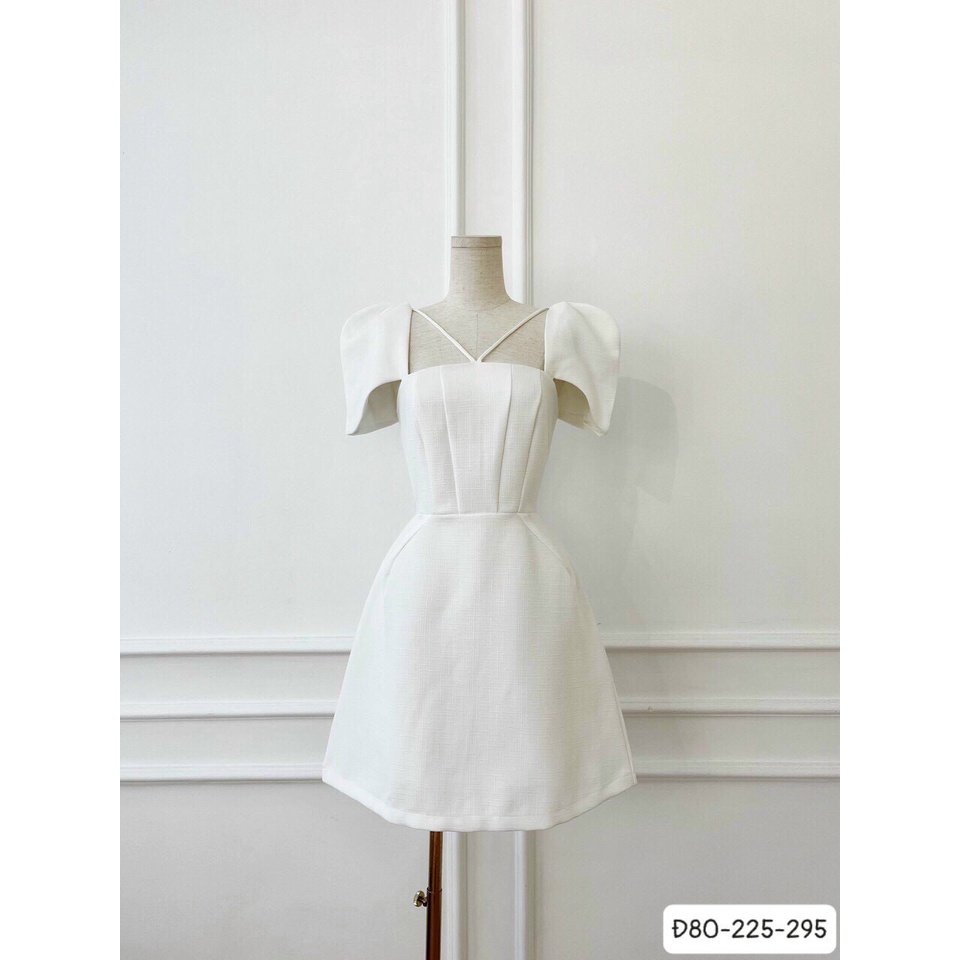 Đầm xoè chéo dây tay cách điệu Đ80 - sang trọng, thanh lịch, thích hợp đi làm, đi chơi, đi tiệc