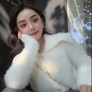 Áo khoác lông dáng ngắn thời trang sang trọng cho nữ