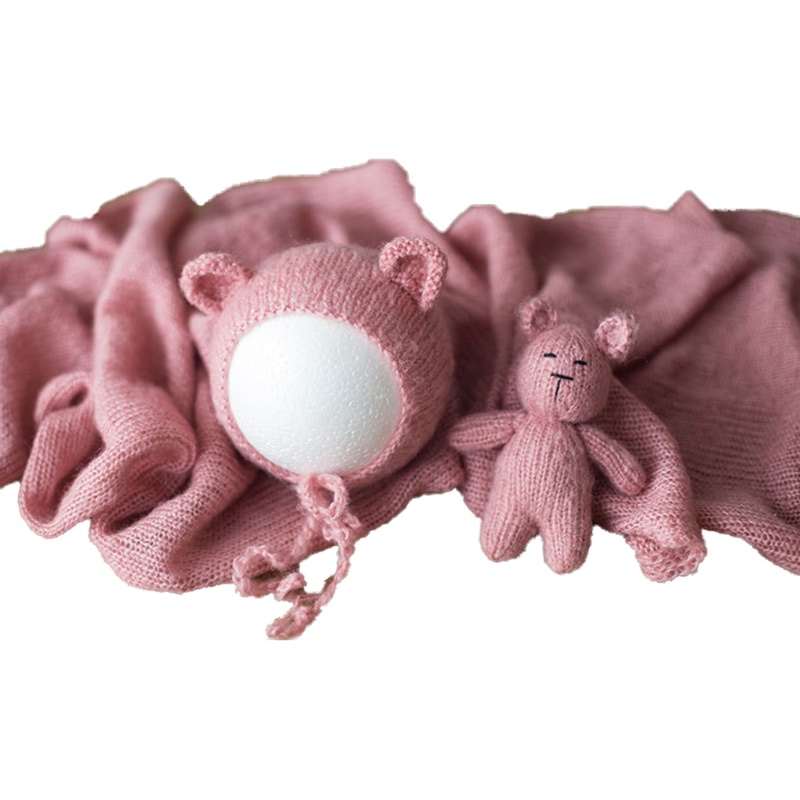 Set 3 Chăn Dệt Kim Quấn Bé Sơ Sinh Làm Phụ Kiện Chụp Ảnh