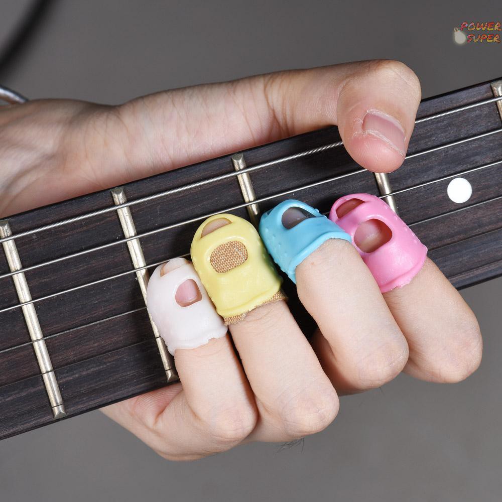 Set 12 Bọc Silicone Bảo Vệ Ngón Tay Khi Chơi Đàn Guitar 4 Màu 3 Size Lớn/Nhỏ/Vừa