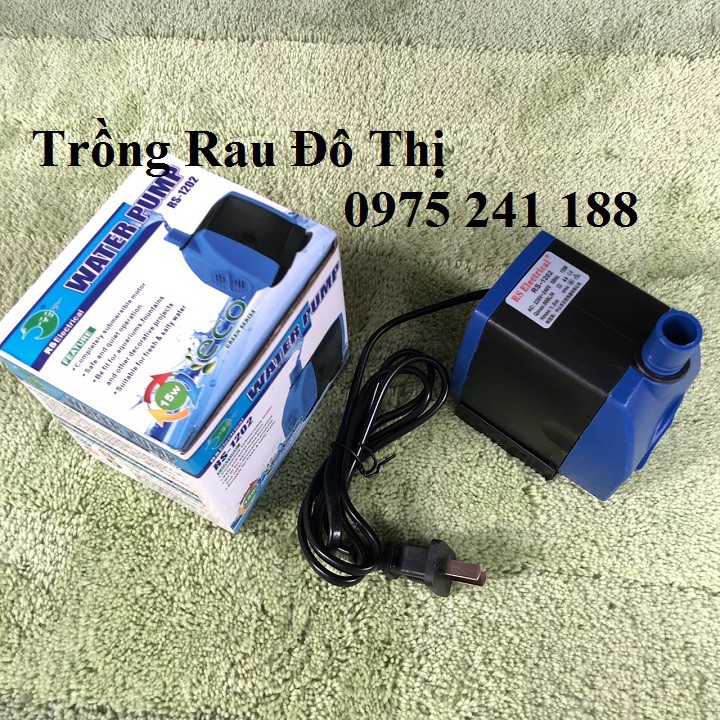 Máy bơm bể cá RS-1202 hàng tốt, 15W, đẩy cao tối đa 1.8m