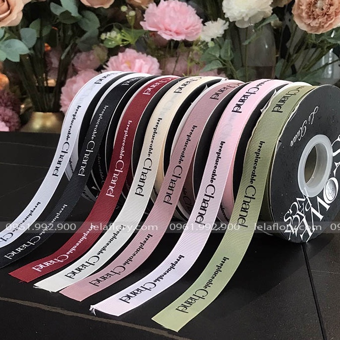 Ruy băng Chanel chữ nhỏ làm nơ đẹp RUY0036