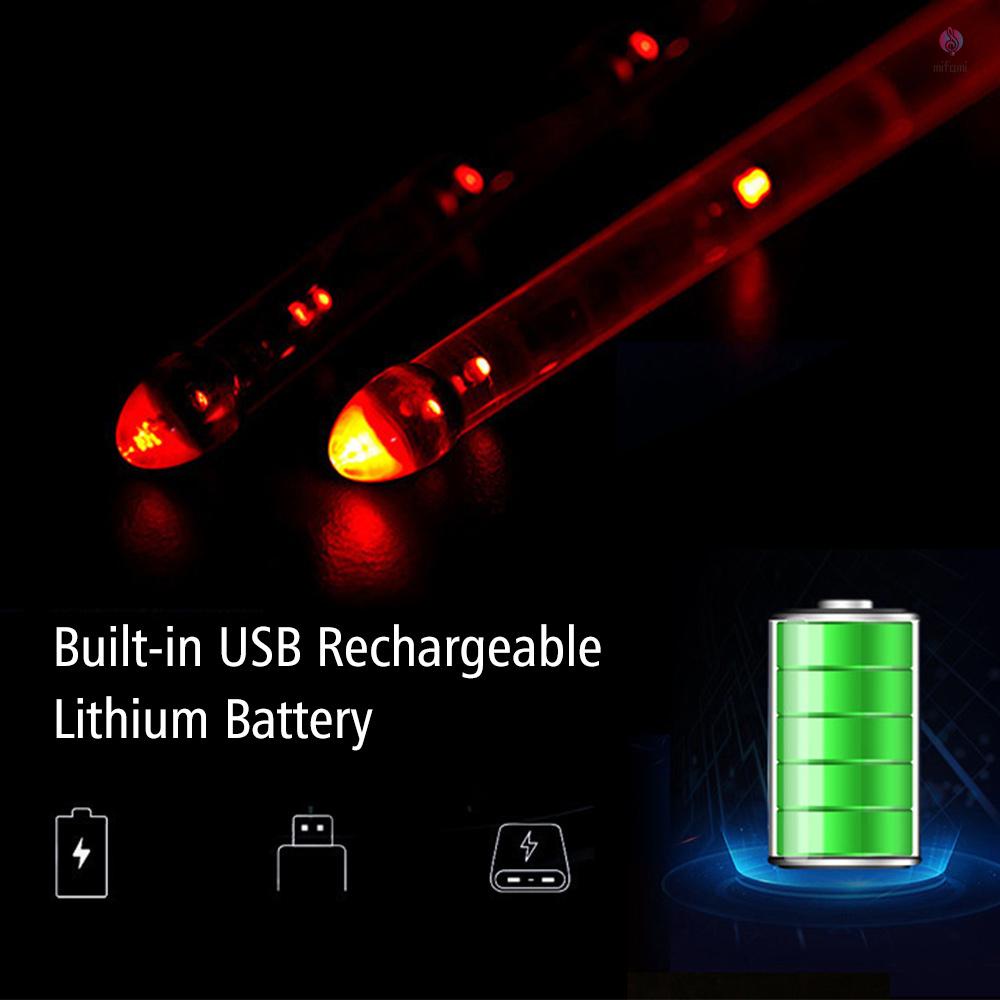 Dùi Trống Jazz Có Đèn LED Nhiều Màu Sắc 15 Màu Sạc USB Có Nút Bật Tắt