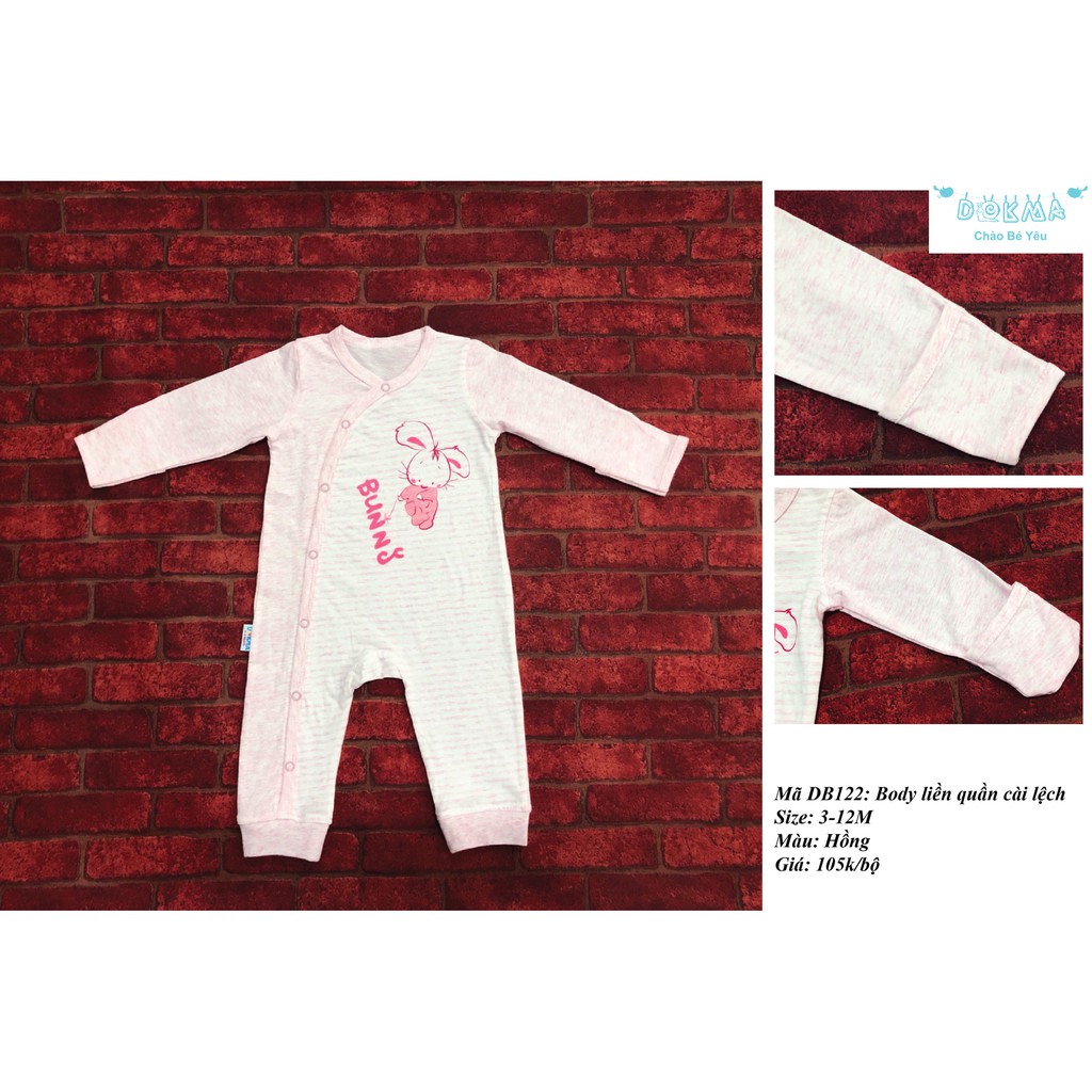Body dài tay sơ sinh Dokma có bao tay DB122