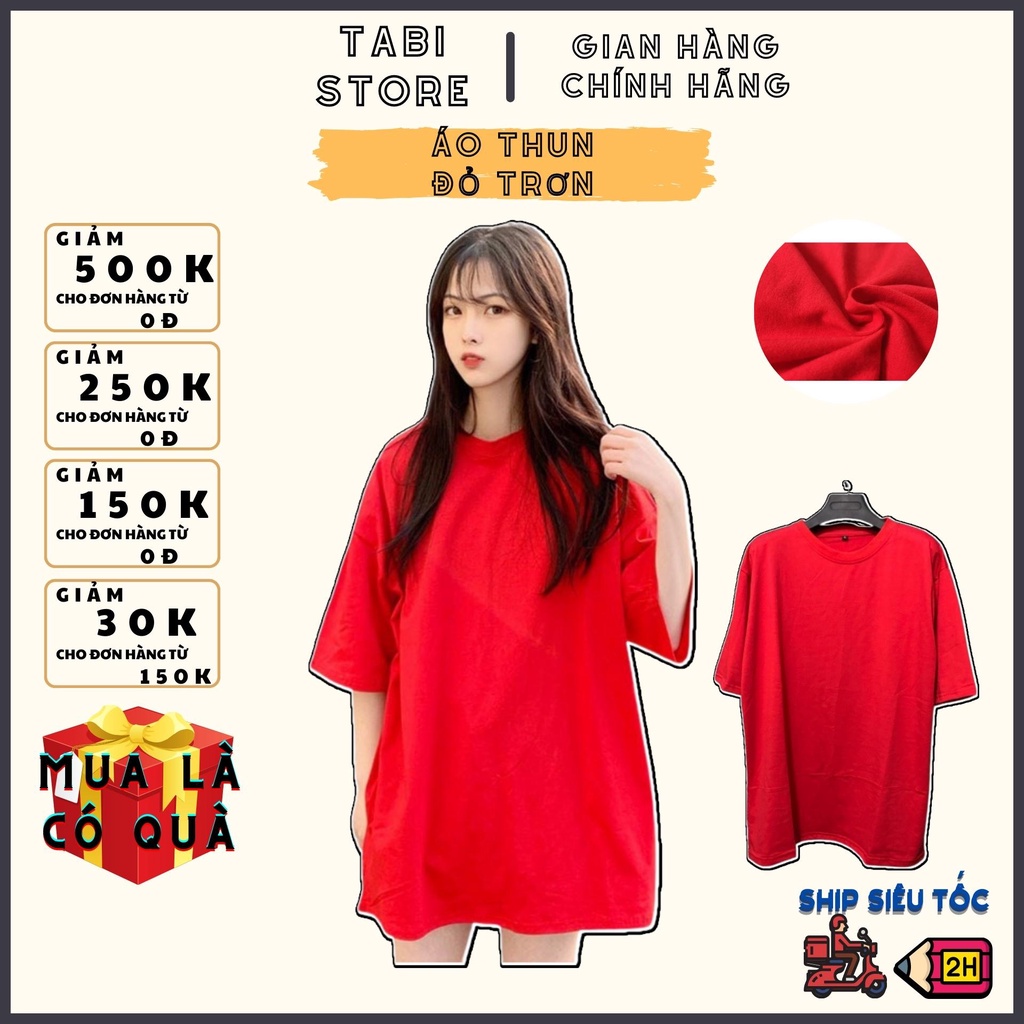 ÁO THUN dưới 65 kg tabistore - trơn ĐỎ UNISEX