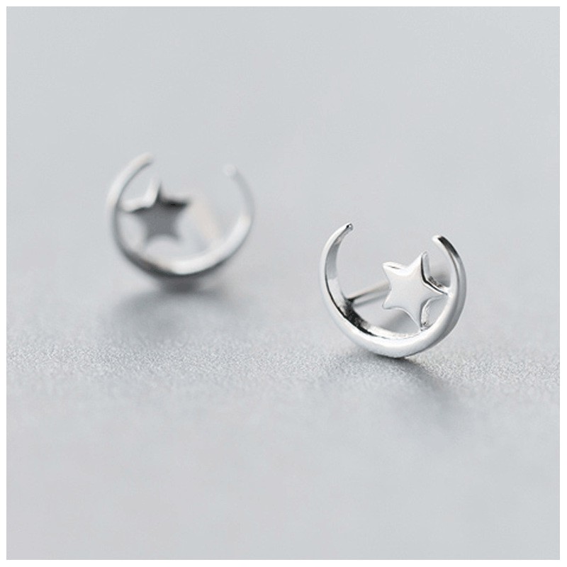 Khuyên tai hình trăng khuyết và ngôi sao dễ thương đơn giản phong cách Hàn Quốc dành cho nữ ANTA Jewelry - ATJ3468