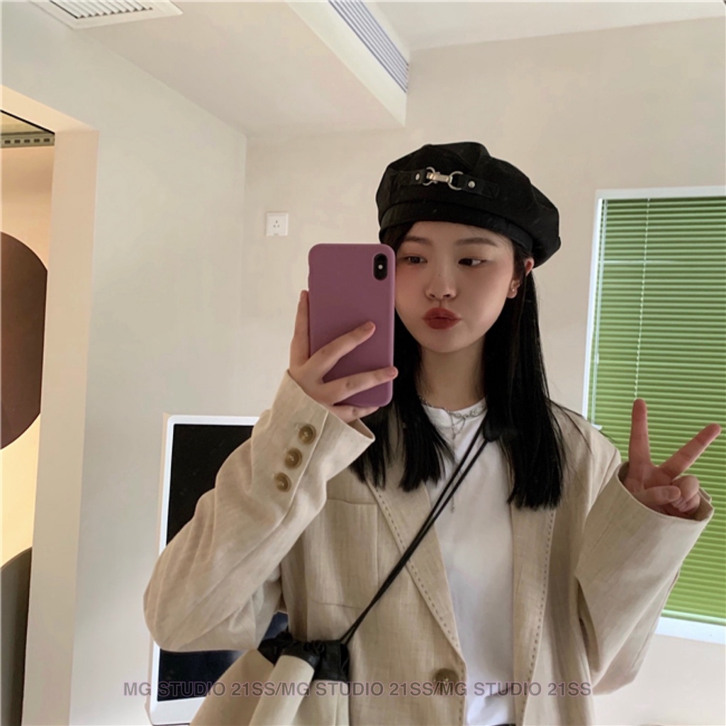 Mũ beret MG STUDIO thiết kế khóa cài kim loại thời trang