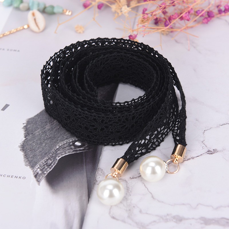 Thắt Lưng Dây Ren Phối Ngọc Trai Thời Trang Cho Nữ