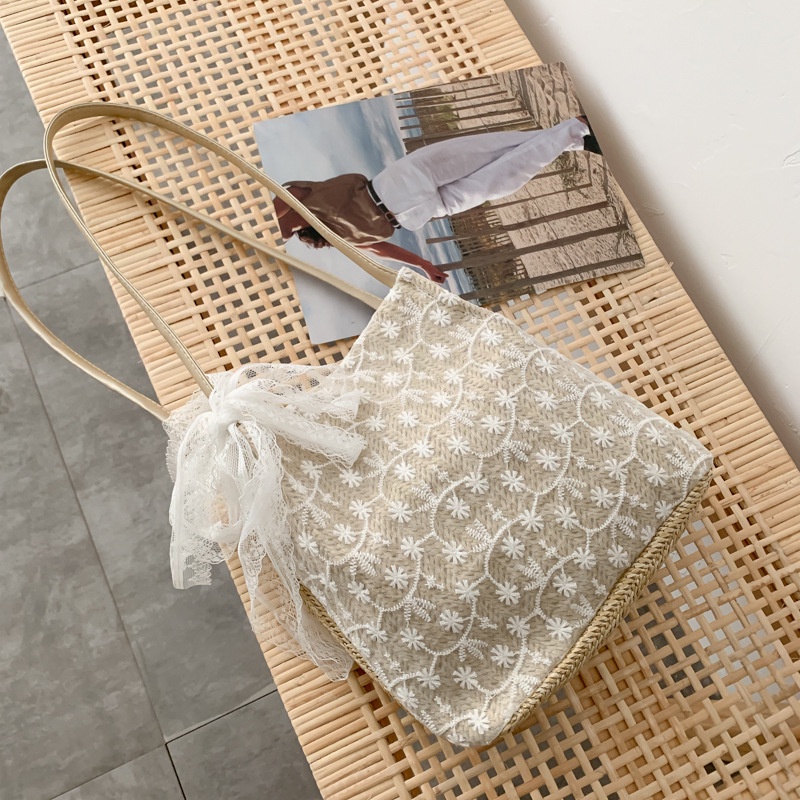 Túi Đeo Vai Phối Ren Thiết Kế Mới Cỡ Lớn 2022 Phong Cách Hàn Quốc Cho Nữ