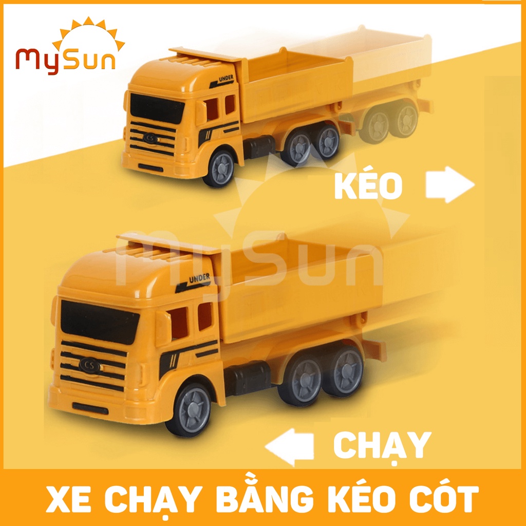 Bộ đồ chơi mô hình xe CÔNG TRÌNH cho bé trai: Cần cẩu, Xe Ben, Xe Tải, Trộn bê tông – MySun