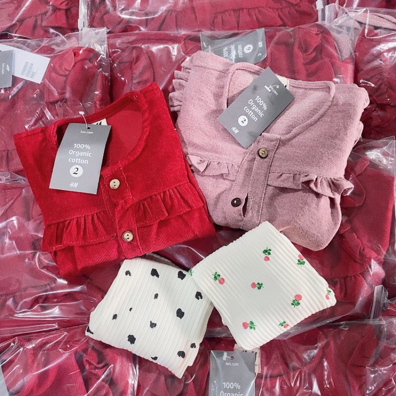 TH-BỘ BABYDOLL TĂM CÚC VIỀN BÈO ĐỎ HỒNG CHO BÉ GÁI